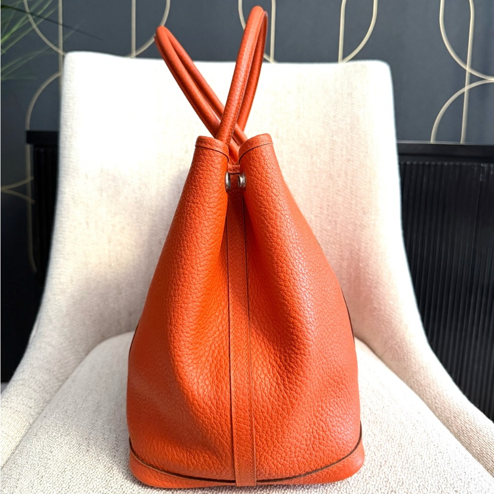 Authentic Hermès Garden Party PM tote bag orange leather - Picture 8 of 16